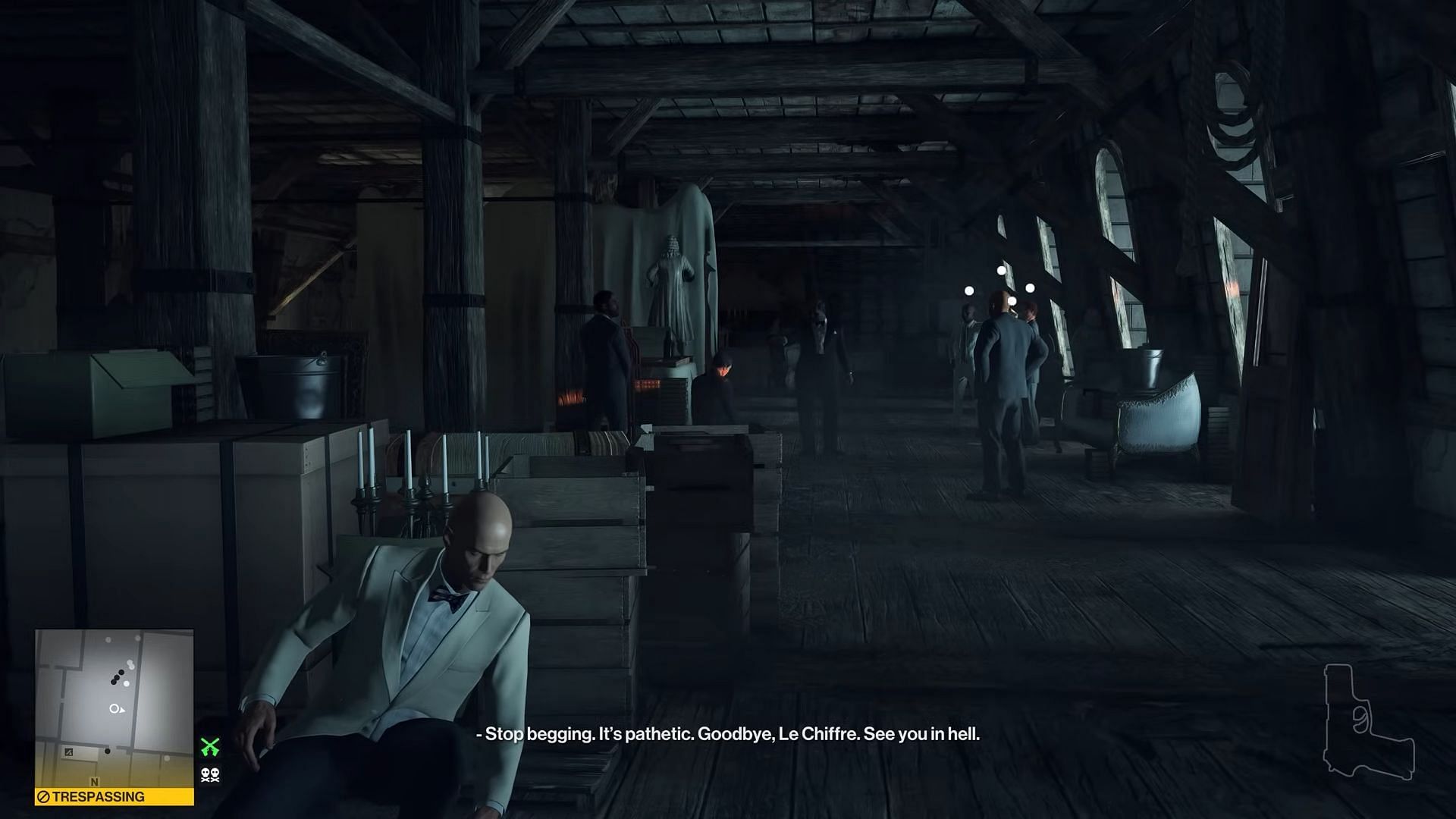 Le Chiffre Poker game ending in Hitman World of Assassination (Image via IO Interactive A/S)